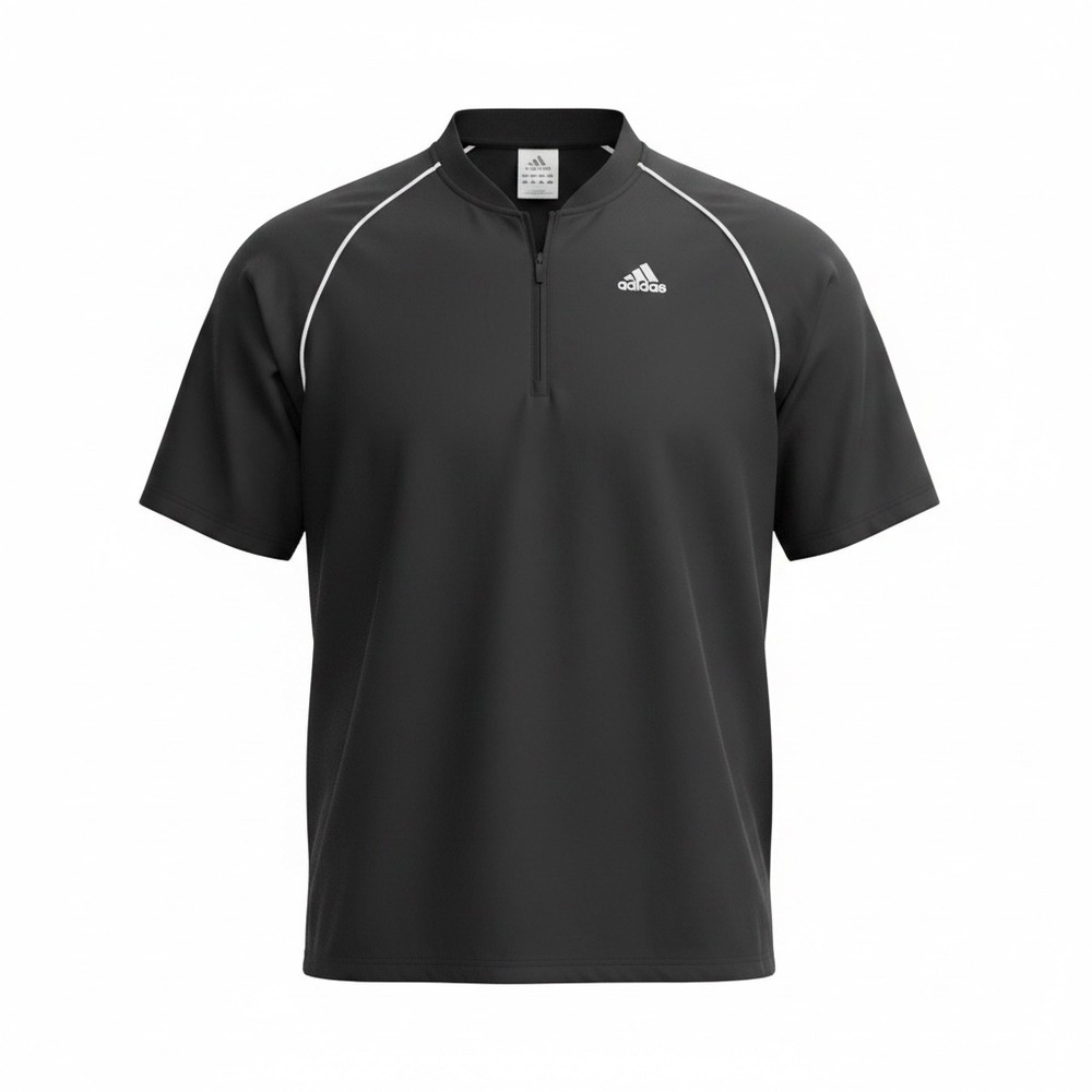 Adidas Mens Black Quarter Zip Short Sleeve Climaproof Vented Jacket Large Sports